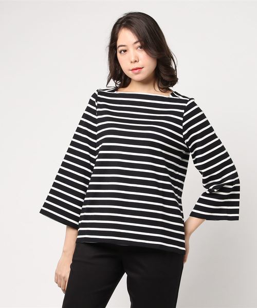 AMERICAN HOLIC（アメリカンホリック）の「・袖フレアーボーダープルオーバー（Tシャツ/カットソー・レディース・ピンク/オフホワイト/ブルー/ブラック・M/L）」の3枚目の写真