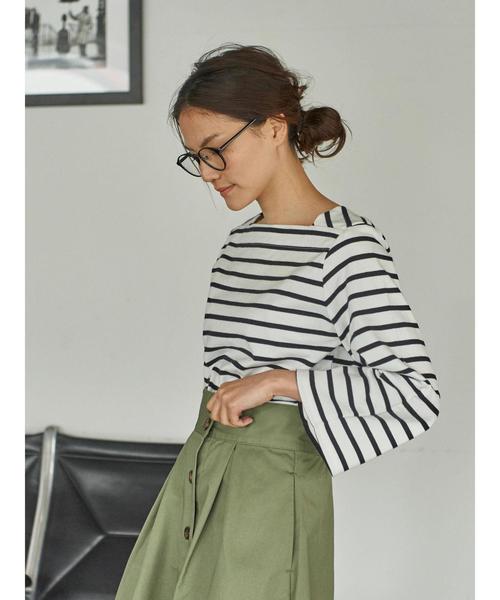 AMERICAN HOLIC（アメリカンホリック）の「・袖フレアーボーダープルオーバー（Tシャツ/カットソー・レディース・ピンク/オフホワイト/ブルー/ブラック・M/L）」の14枚目の写真