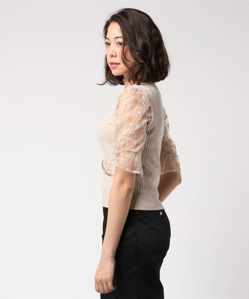 archives（アルシーヴ）の「チュールバルーンスリーブニット（ニット/セーター・レディース・オフホワイト/ブラック/ベージュ・MEDIUM）」の5枚目の写真