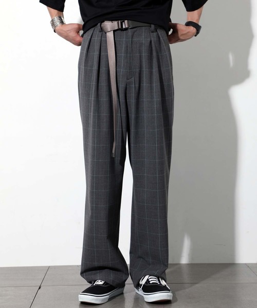 STUDIOUS（ステュディオス）の「【STUDIOUS】TRグレンチェックワイドスラック（スラックス・メンズ・グレー/ブラウン・1/2/3）」の6枚目の写真