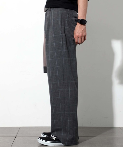 STUDIOUS（ステュディオス）の「【STUDIOUS】TRグレンチェックワイドスラック（スラックス・メンズ・グレー/ブラウン・1/2/3）」の5枚目の写真