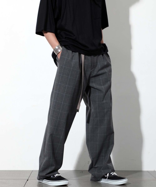STUDIOUS（ステュディオス）の「【STUDIOUS】TRグレンチェックワイドスラック（スラックス・メンズ・グレー/ブラウン・1/2/3）」の3枚目の写真