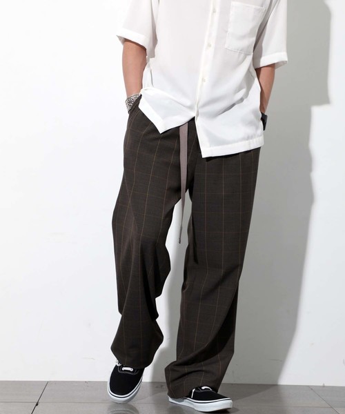 STUDIOUS（ステュディオス）の「【STUDIOUS】TRグレンチェックワイドスラック（スラックス・メンズ・グレー/ブラウン・1/2/3）」の4枚目の写真