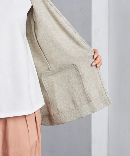 UNITED ARROWS リネン パイピング Vノーカラー ジャケット 36 美品】 ユナイテッドアローズ パイピング Vノーカラー