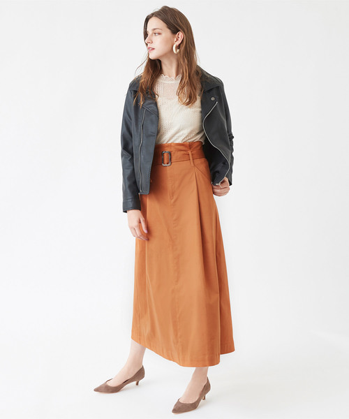 titivate（ティティベイト）の「ｳｴｽﾄﾍﾞﾙﾄ付ﾏｷｼｽｶｰﾄ（スカート・レディース・ブラック/ベージュ/カーキ/オレンジ・S/M/L）」の11枚目の写真