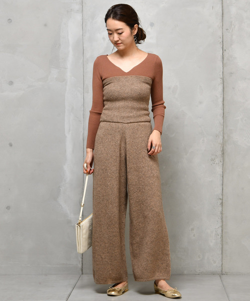DOUDOU(ドゥドゥ) ヤクストレッチハイウエストパンツ 新品 DouDou - DOUDOU(ドゥドゥ) ヤクストレッチハイウエストパンツ