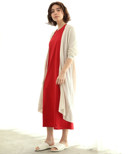 SALON adam et rope'(サロン アダム エ ロペ)の「LINEN/COTTON片畦カーディガン(カーディガン/ボレロ・レディース・グレー/ベージュ・FREE)」の2枚目の写真