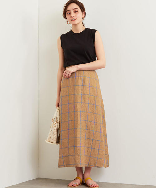 green label relaxing(グリーンレーベルリラクシング)の「CFC L Iフレア マキシ スカート(スカート・レディース・ベージュ/ブラウン・36/38)」の6枚目の写真