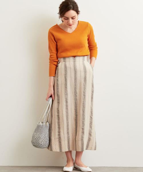 green label relaxing(グリーンレーベルリラクシング)の「CFC L Iフレア マキシ スカート(スカート・レディース・ベージュ/ブラウン・36/38)」の14枚目の写真