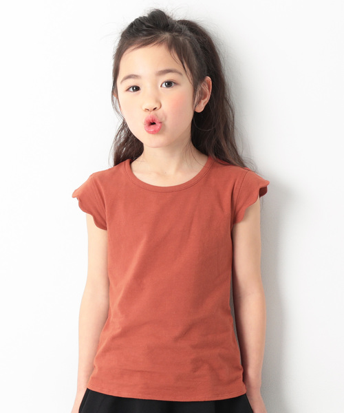 devirock(デビロック)の「袖スカラップTシャツ(Tシャツ/カットソー・キッズ・テラコッタ/ラベンダー/ピンク系その他/ブラック・100cm/110cm/120cm/150cm/160cm/140cm/130cm)」の3枚目の写真