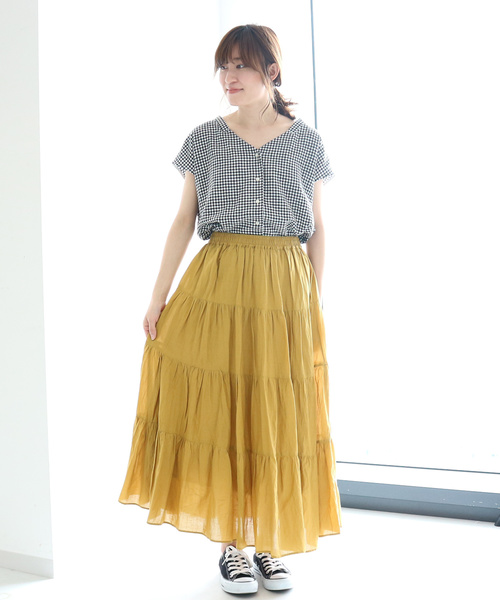 AMERICAN HOLIC(アメリカンホリック)の「リネンブレンドフロントボタンVネックブラウス(シャツ/ブラウス・レディース・ネイビー/レッド/その他5/チェック・FREE)」の13枚目の写真