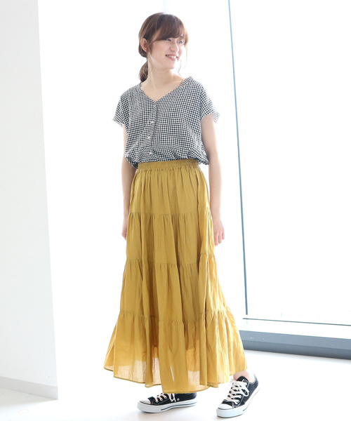 AMERICAN HOLIC(アメリカンホリック)の「リネンブレンドフロントボタンVネックブラウス(シャツ/ブラウス・レディース・ネイビー/レッド/その他5/チェック・FREE)」の14枚目の写真