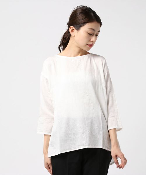 sabstreet my standard（サブストリートマイスタンダード）の「インド綿タンポポリーフ刺繍ブラウス（シャツ/ブラウス・レディース・オフホワイト/ネイビー/マスタード・9号）」の4枚目の写真