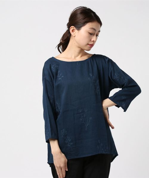 sabstreet my standard（サブストリートマイスタンダード）の「インド綿タンポポリーフ刺繍ブラウス（シャツ/ブラウス・レディース・オフホワイト/ネイビー/マスタード・9号）」の10枚目の写真