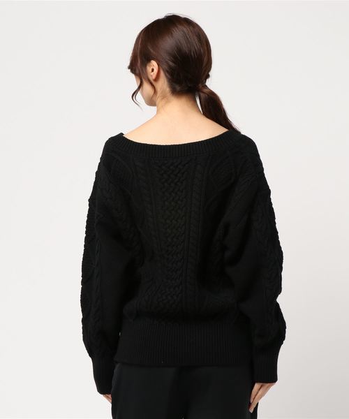 CITYSHOP(シティーショップ)の「キーネックアランニット◆(ニット/セーター・レディース・ブラック・FREE)」の3枚目の写真