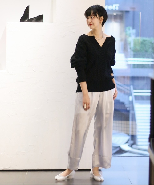 CITYSHOP(シティーショップ)の「キーネックアランニット◆(ニット/セーター・レディース・ブラック・FREE)」の5枚目の写真