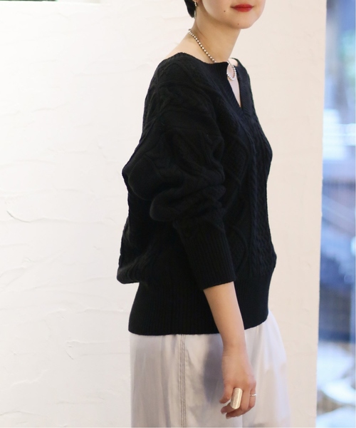 CITYSHOP(シティーショップ)の「キーネックアランニット◆(ニット/セーター・レディース・ブラック・FREE)」の7枚目の写真