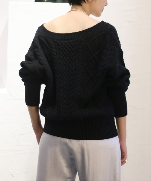 CITYSHOP(シティーショップ)の「キーネックアランニット◆(ニット/セーター・レディース・ブラック・FREE)」の8枚目の写真