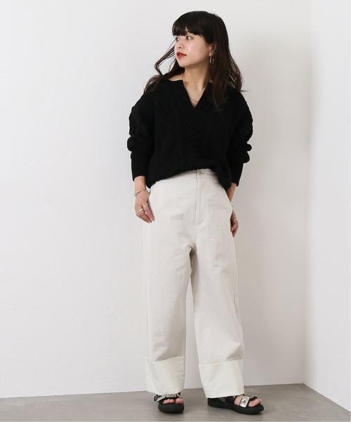 CITYSHOP(シティーショップ)の「キーネックアランニット◆(ニット/セーター・レディース・ブラック・FREE)」の9枚目の写真