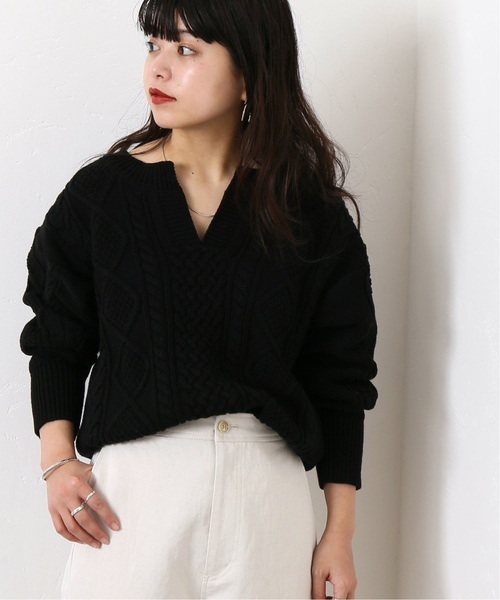 CITYSHOP(シティーショップ)の「キーネックアランニット◆(ニット/セーター・レディース・ブラック・FREE)」の11枚目の写真