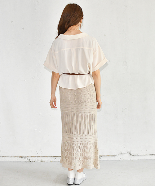 PairPair（ペアペア）の「【リンクコーデ専門ブランド/ペアペア】透かし編みニットスカート(レディース)（スカート・レディース・アイボリー/ライトベージュ・FREE）」の12枚目の写真