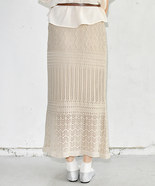 PairPair（ペアペア）の「【リンクコーデ専門ブランド/ペアペア】透かし編みニットスカート(レディース)（スカート・レディース・アイボリー/ライトベージュ・FREE）」の15枚目の写真