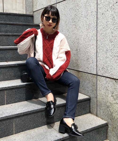 PAGEBOY(ページボーイ)の「シアーケーブルニット(ニット/セーター・レディース・ブラック/ベージュ/オフホワイト/ブルー・FREE)」の14枚目の写真