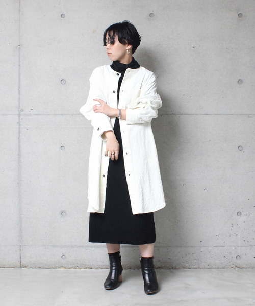 6wストレッチコール ノーカラーワンピース ワンピース Note Silence Et ワンピース Et セール Silence ノートエシロンス のファッション 開店記念セール