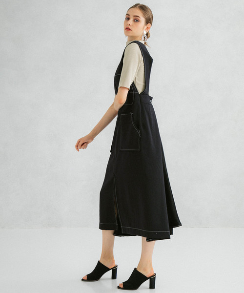 UNITED TOKYO（ユナイテッドトウキョウ）の「アシメタイトジャンパースカート（ワンピース・レディース・ブラック/アイボリー・1）」の5枚目の写真
