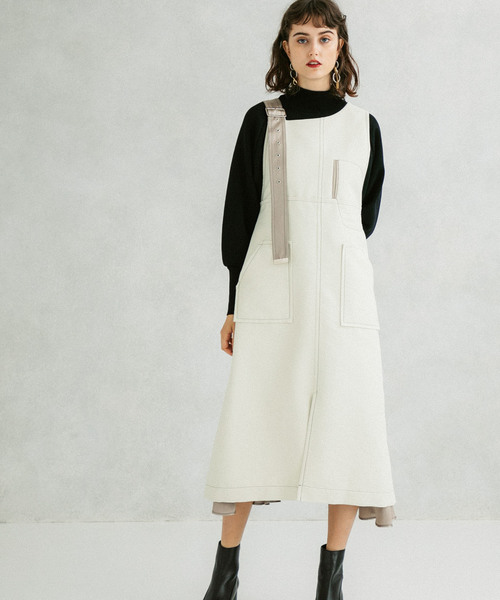 UNITED TOKYO（ユナイテッドトウキョウ）の「アシメタイトジャンパースカート（ワンピース・レディース・ブラック/アイボリー・1）」の19枚目の写真