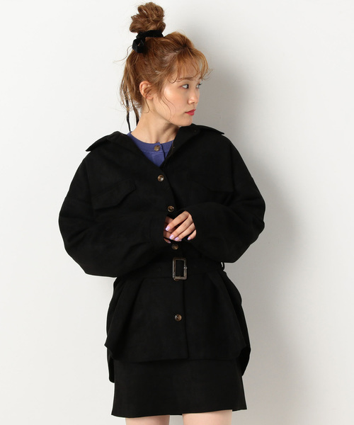 archives（アルシーヴ）の「【SETUPにも】ベルト付きシャツジャケット（テーラードジャケット・レディース・ブラック/ベージュ/ピンクベージュ・MEDIUM）」の2枚目の写真