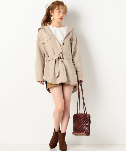 archives（アルシーヴ）の「【SETUPにも】ベルト付きシャツジャケット（テーラードジャケット・レディース・ブラック/ベージュ/ピンクベージュ・MEDIUM）」の7枚目の写真