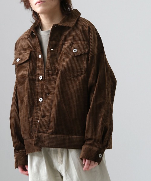 【ワイドシルエット、コーデュロイ、オーバーダイ】シーイー古着ジャケットsk8M. FREAK'S STORE セットアップ 限定展開 ワイドシルエット コーデュロイ