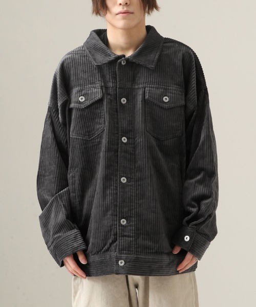 ZIP FIVE（ジップファイブ）の「【ZIP FIVE】古着風ビッグシルエットコーデュロイワイドGジャンジャケット（デニムジャケット・メンズ・ホワイト/ブラック/ベージュ/カーキ/キャメル/ワイン/チャコール/ブラウン・MEDIUM/LARGE）」の21枚目の写真
