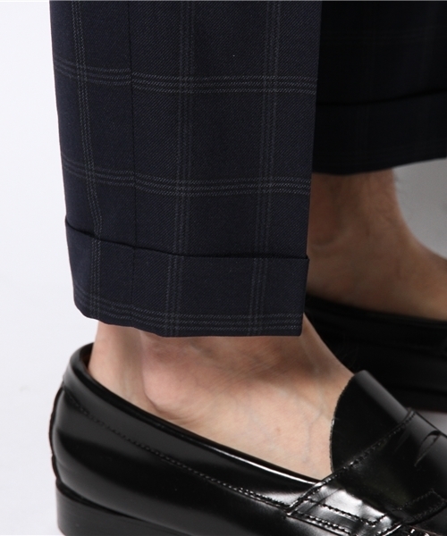 EDIFICE（エディフィス）の「◇W/PE CHECK Wクロップドパンツ（スラックス・メンズ・ブラック系その他/ネイビー・46/44/48/42）」の8枚目の写真