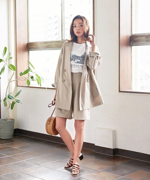 KOBE LETTUCE（コウベレタス）の「リネンダブルテーラードサマージャケット【セットアップOK】（テーラードジャケット・レディース・ベージュ/オリーブ/アイボリー・FREE）」の4枚目の写真