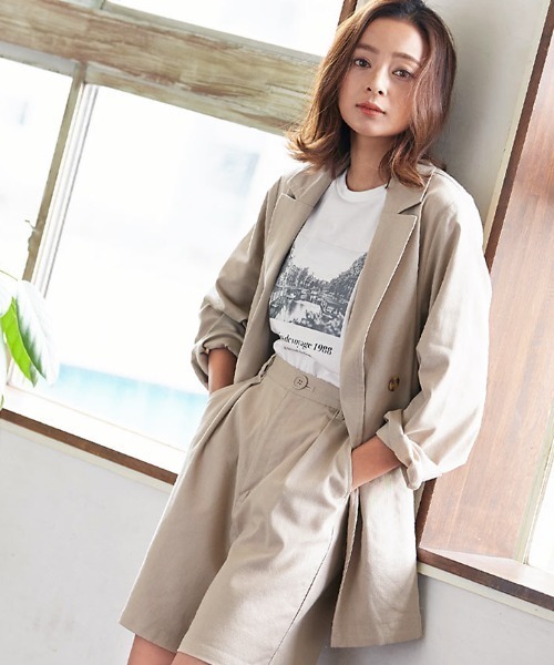 KOBE LETTUCE（コウベレタス）の「リネンダブルテーラードサマージャケット【セットアップOK】（テーラードジャケット・レディース・ベージュ/オリーブ/アイボリー・FREE）」の12枚目の写真