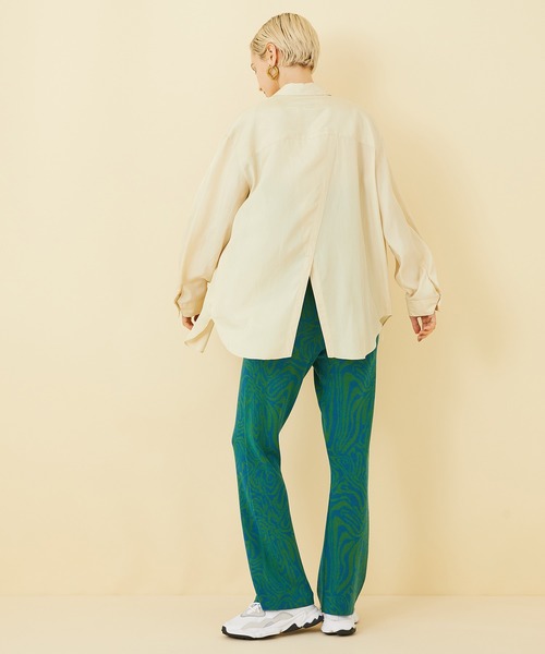 STUDIOUS（ステュディオス）の「【STUDIOUS】マーブルニットジャガードフレアパンツ（その他パンツ・レディース・グリーン/パープル・1/2）」の4枚目の写真