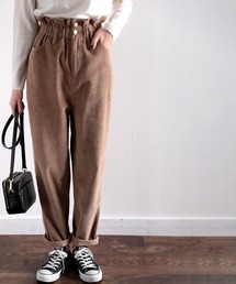 classicalelf | ギャザーウエストコーデュロイ無地ハイウエストテーパードパンツ（フルレングス）(デニムパンツ)