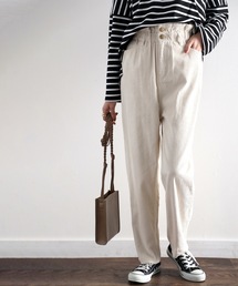 classicalelf | ギャザーウエストコーデュロイ無地ハイウエストテーパードパンツ（フルレングス）(デニムパンツ)