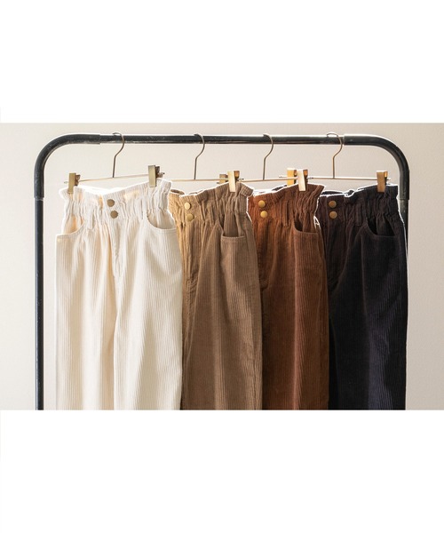 classicalelf（クラシカルエルフ）の「くしゅくしゅギャザーが可愛い。コーデュロイテーパードパンツ（デニムパンツ・レディース・ベージュ/アイボリー/モカ/チャコール・SMALL/MEDIUM/LARGE/X-LARGE）」の5枚目の写真