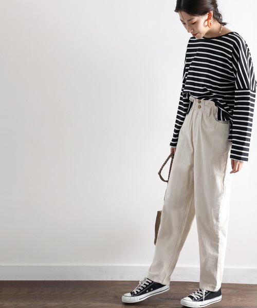 classicalelf（クラシカルエルフ）の「くしゅくしゅギャザーが可愛い。コーデュロイテーパードパンツ（デニムパンツ・レディース・ベージュ/アイボリー/モカ/チャコール・SMALL/MEDIUM/LARGE/X-LARGE）」の15枚目の写真