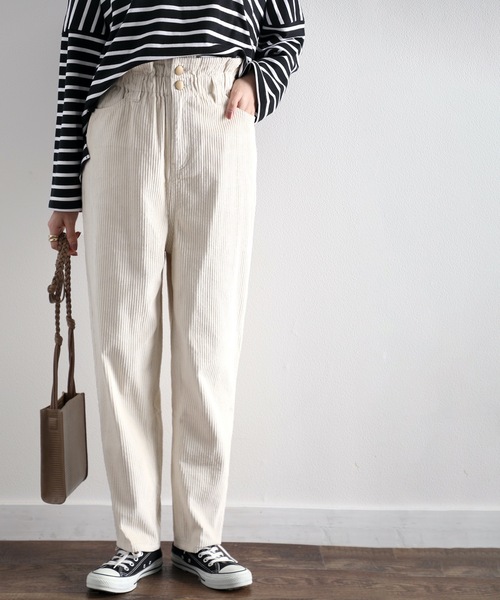 classicalelf（クラシカルエルフ）の「くしゅくしゅギャザーが可愛い。コーデュロイテーパードパンツ（デニムパンツ・レディース・ベージュ/アイボリー/モカ/チャコール・SMALL/MEDIUM/LARGE/X-LARGE）」の10枚目の写真
