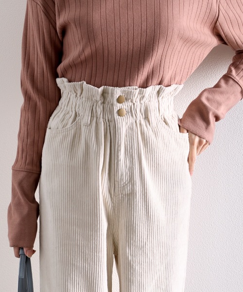 classicalelf（クラシカルエルフ）の「くしゅくしゅギャザーが可愛い。コーデュロイテーパードパンツ（デニムパンツ・レディース・ベージュ/アイボリー/モカ/チャコール・SMALL/MEDIUM/LARGE/X-LARGE）」の21枚目の写真