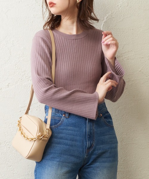 natural couture（ナチュラルクチュール）の「お上品バックパールニット（ニット/セーター・レディース・ブラック/カーキ/ピンク/ライトベージュ・FREE）」の16枚目の写真