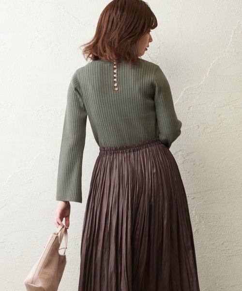 natural couture（ナチュラルクチュール）の「お上品バックパールニット（ニット/セーター・レディース・ブラック/カーキ/ピンク/ライトベージュ・FREE）」の14枚目の写真