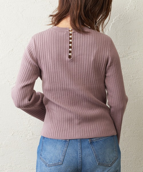 natural couture（ナチュラルクチュール）の「お上品バックパールニット（ニット/セーター・レディース・ブラック/カーキ/ピンク/ライトベージュ・FREE）」の21枚目の写真