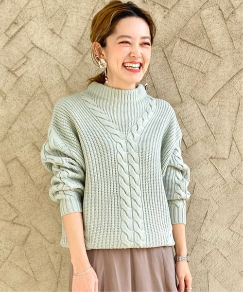 Simplicite（サンプリシテ）の「ハイバルケーブルプルオーバー◆（ニット/セーター・レディース・ベージュ/ブラウン/モスグリーン/ブルー系その他・FREE）」の3枚目の写真
