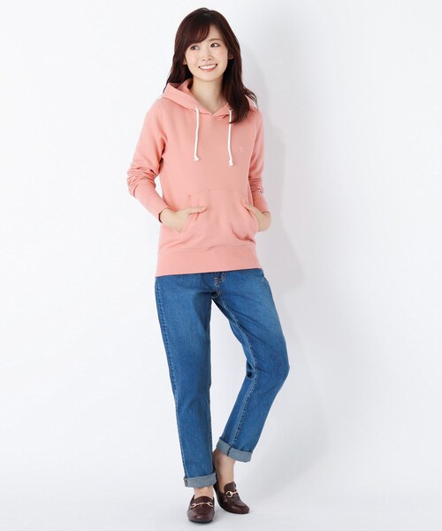 Champion(チャンピオン)の「【Champion】フーディースウェット(パーカー・レディース・アイボリー/ブラック/ピンク系・02)」の5枚目の写真
