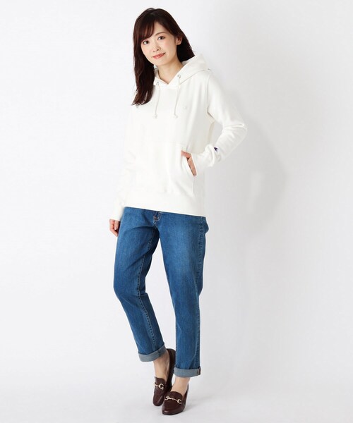 Champion(チャンピオン)の「【Champion】フーディースウェット(パーカー・レディース・アイボリー/ブラック/ピンク系・02)」の14枚目の写真